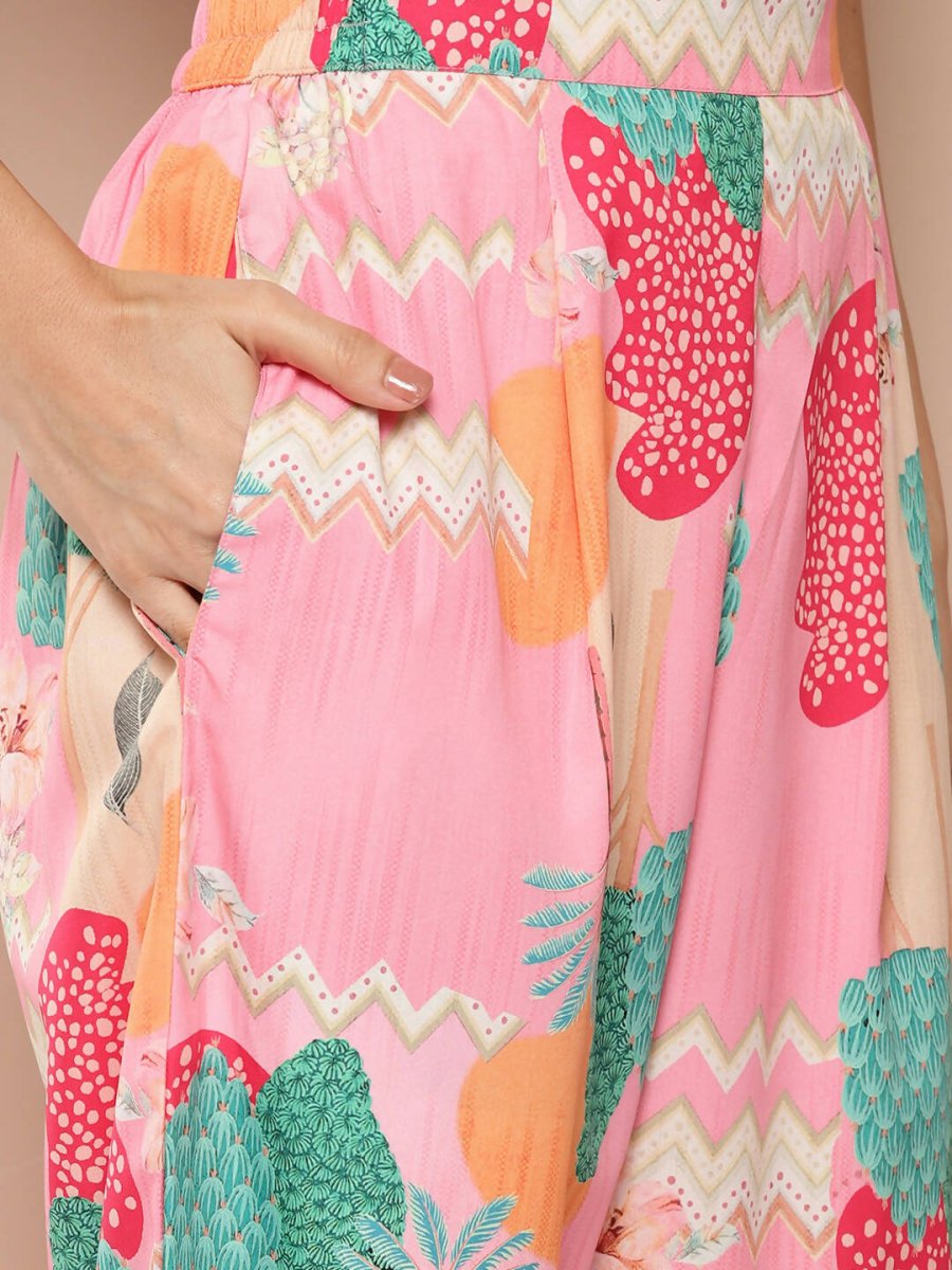 Ahalyaa Women's Traditional Wear Co-ods - Pink | Grocsy