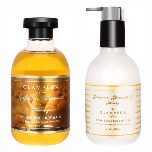 Glamveda Belgian Almond & Honey Nourishing Body Wash & Lotion Combo Pack | Grocsy