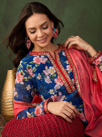 Sangria Printed Kurta, Palazzo With Dupatta | Grocsy