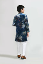 Joban Fashion Velvet Teal Blue Kurta With Straight Fit Pant | Grocsy