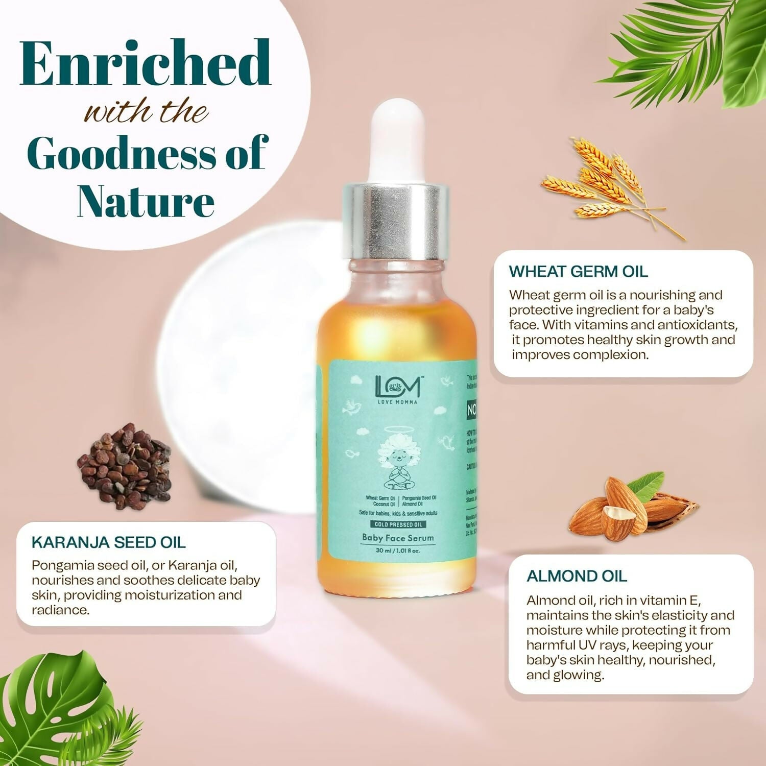 Love Momma Cold Pressed Oil Baby Face Serum, Revitalize Your Baby's Skin | Grocsy