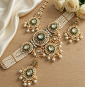 Jewel City Traditional Handcrafted Kundan Pearl Bridal Jewelry Set - Gold-Plated Ethnic Choker Necklace with Earrings & Maang Tikka | Grocsy