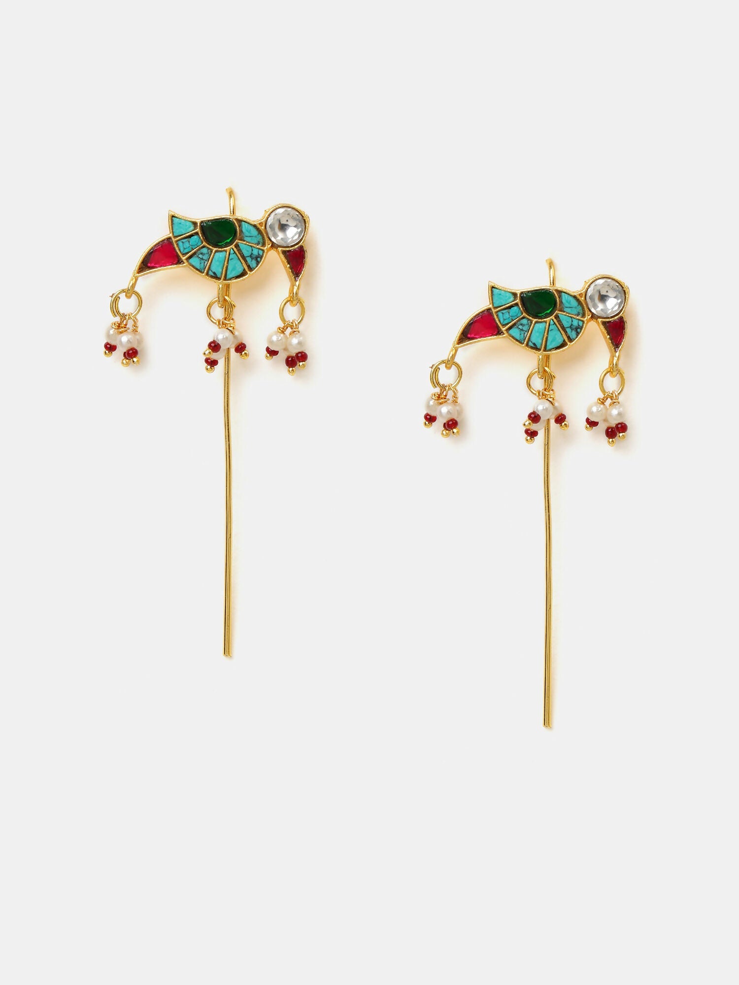Ruby Raang Maroon Drops Ear Cuff | Grocsy