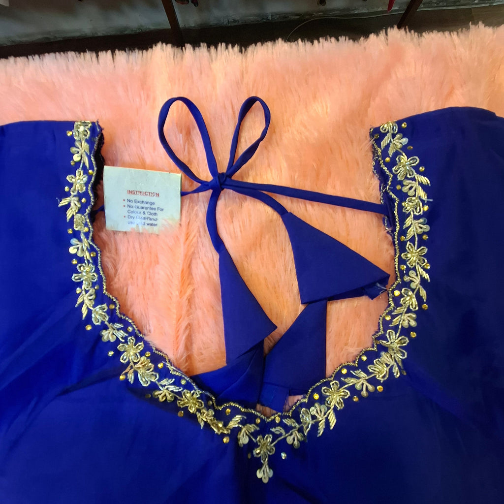 Kia Fashions Royal Blue Hand Embroidered Embroidered Readymade Blouse | Grocsy