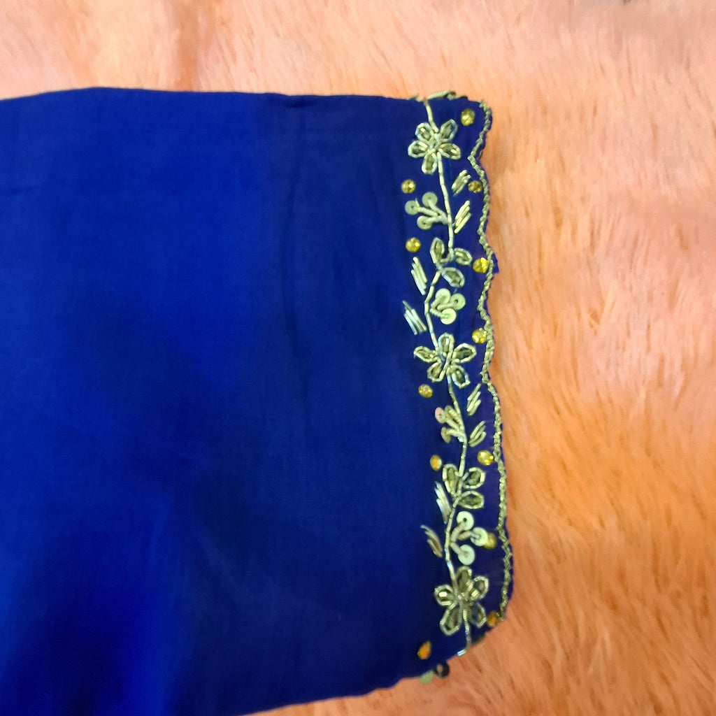 Kia Fashions Royal Blue Hand Embroidered Embroidered Readymade Blouse | Grocsy