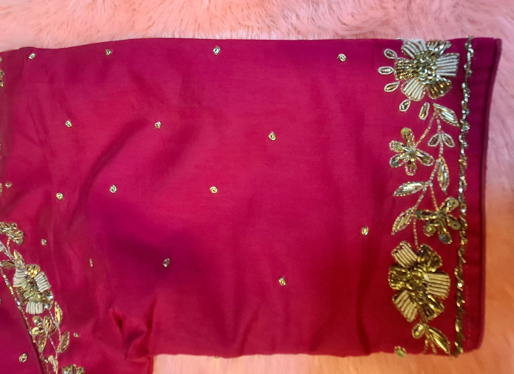 Kia Fashions Hot Pink Hand Embroidered Embroidered Readymade Blouse | Grocsy