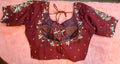 Kia Fashions Maroon Cotton Silk Hand Embroidered Readymade Blouse | Grocsy