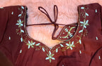 Kia Fashions Maroon Cotton Silk Hand Embroidered Readymade Blouse | Grocsy
