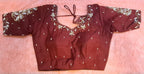 Kia Fashions Maroon Cotton Silk Hand Embroidered Readymade Blouse | Grocsy