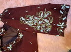 Kia Fashions Maroon Cotton Silk Hand Embroidered Readymade Blouse | Grocsy