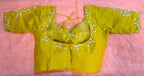 Kia Fashions Mustard Yellow Cotton Silk Hand Embroidered Readymade Blouse | Grocsy