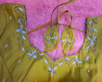 Kia Fashions Mustard Yellow Cotton Silk Hand Embroidered Readymade Blouse | Grocsy