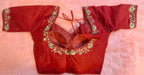 Kia Fashions Red Hand Embroidered Embroidered Readymade Blouse | Grocsy