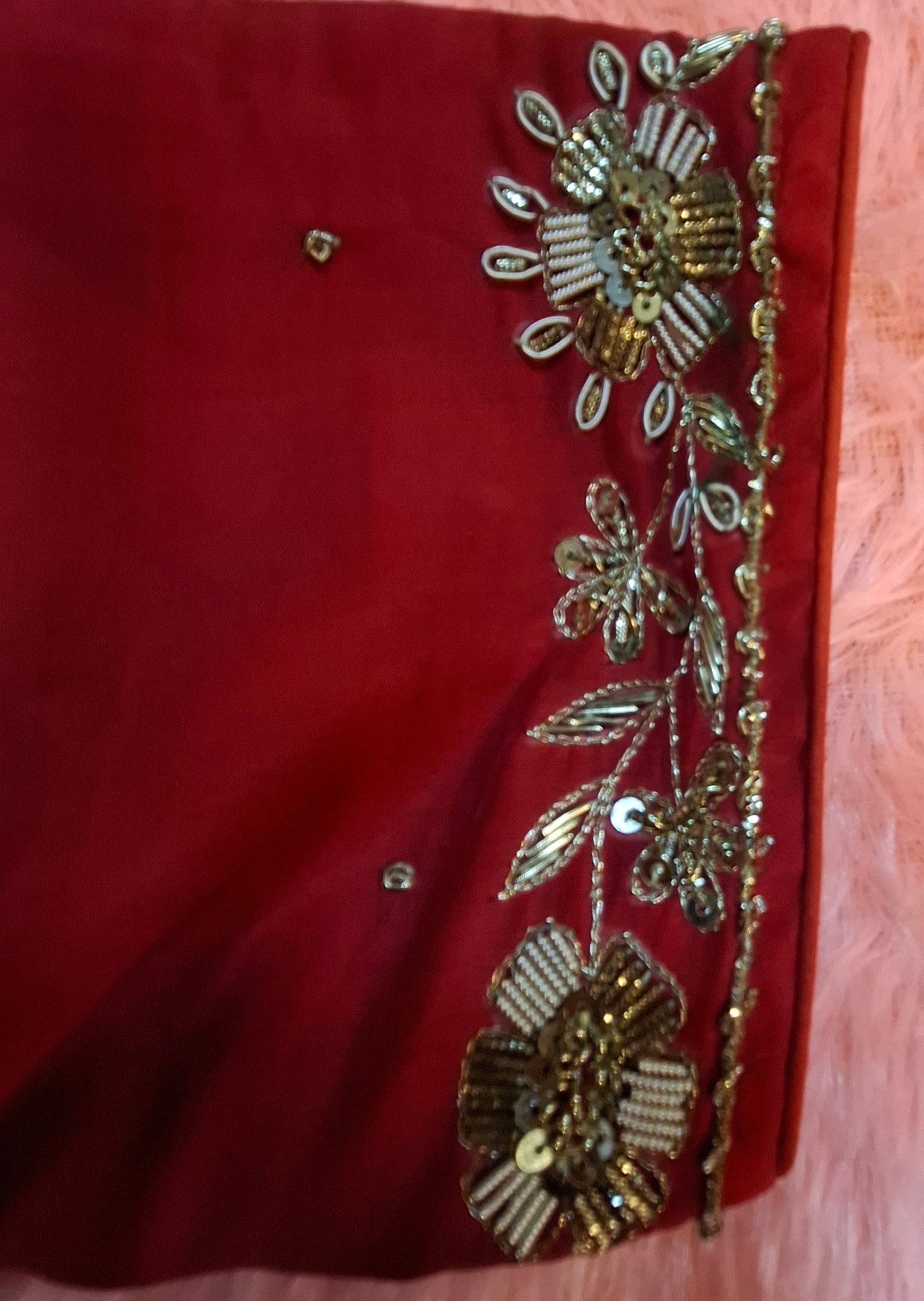Kia Fashions Red Hand Embroidered Embroidered Readymade Blouse | Grocsy