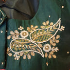 Kia Fashions Bottle Green Hand Embroidered Embroidered Readymade Blouse | Grocsy