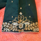 Kia Fashions Bottle Green Hand Embroidered Embroidered Readymade Blouse | Grocsy