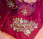 Kia Fashions Hot Pink Hand Embroidered Embroidered Readymade Blouse | Grocsy