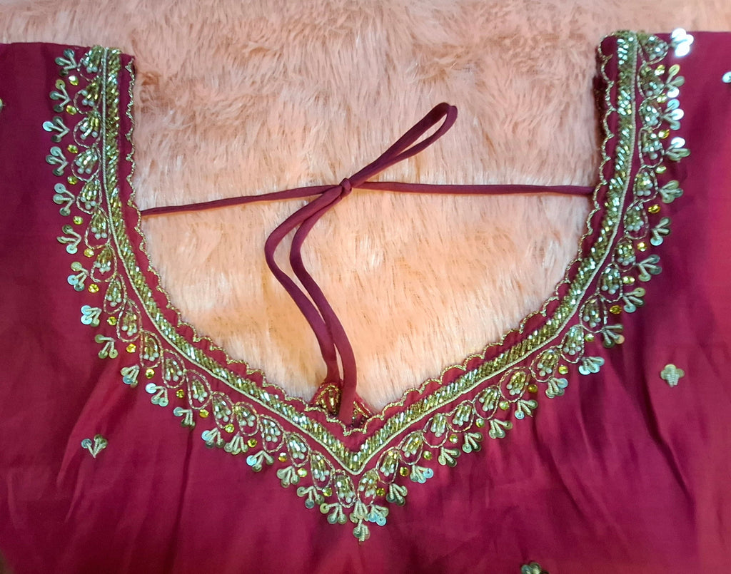 Kia Fashions Hot Pink Cotton Silk Hand Embroidered Readymade Blouse | Grocsy