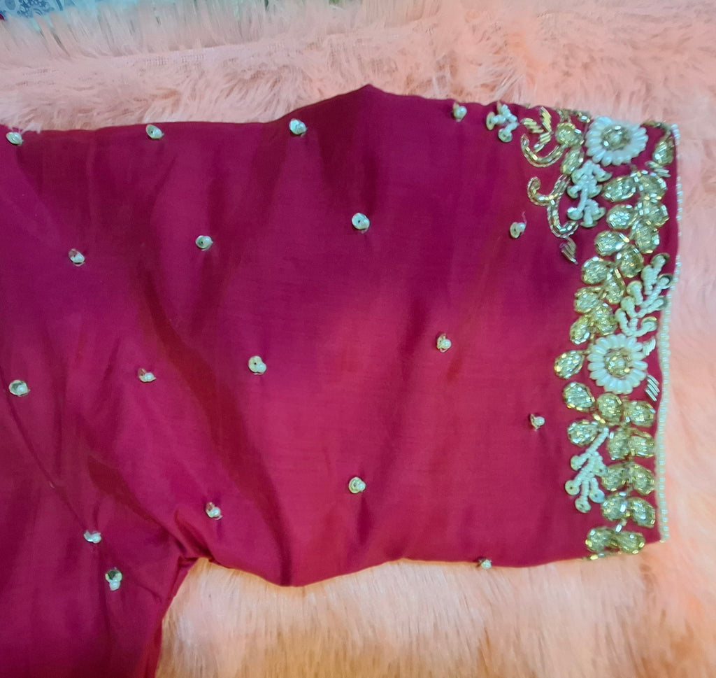 Kia Fashions Hot Pink Hand Embroidered Embroidered Readymade Blouse | Grocsy