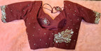 Kia Fashions Maroon Hand Embroidered Embroidered Readymade Blouse | Grocsy