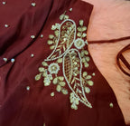 Kia Fashions Maroon Hand Embroidered Embroidered Readymade Blouse | Grocsy