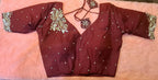 Kia Fashions Maroon Hand Embroidered Embroidered Readymade Blouse | Grocsy