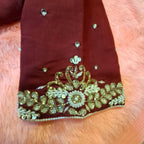 Kia Fashions Maroon Hand Embroidered Embroidered Readymade Blouse | Grocsy