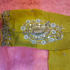 Kia Fashions Mustard Yellow Cotton Silk Hand Embroidered Readymade Blouse | Grocsy