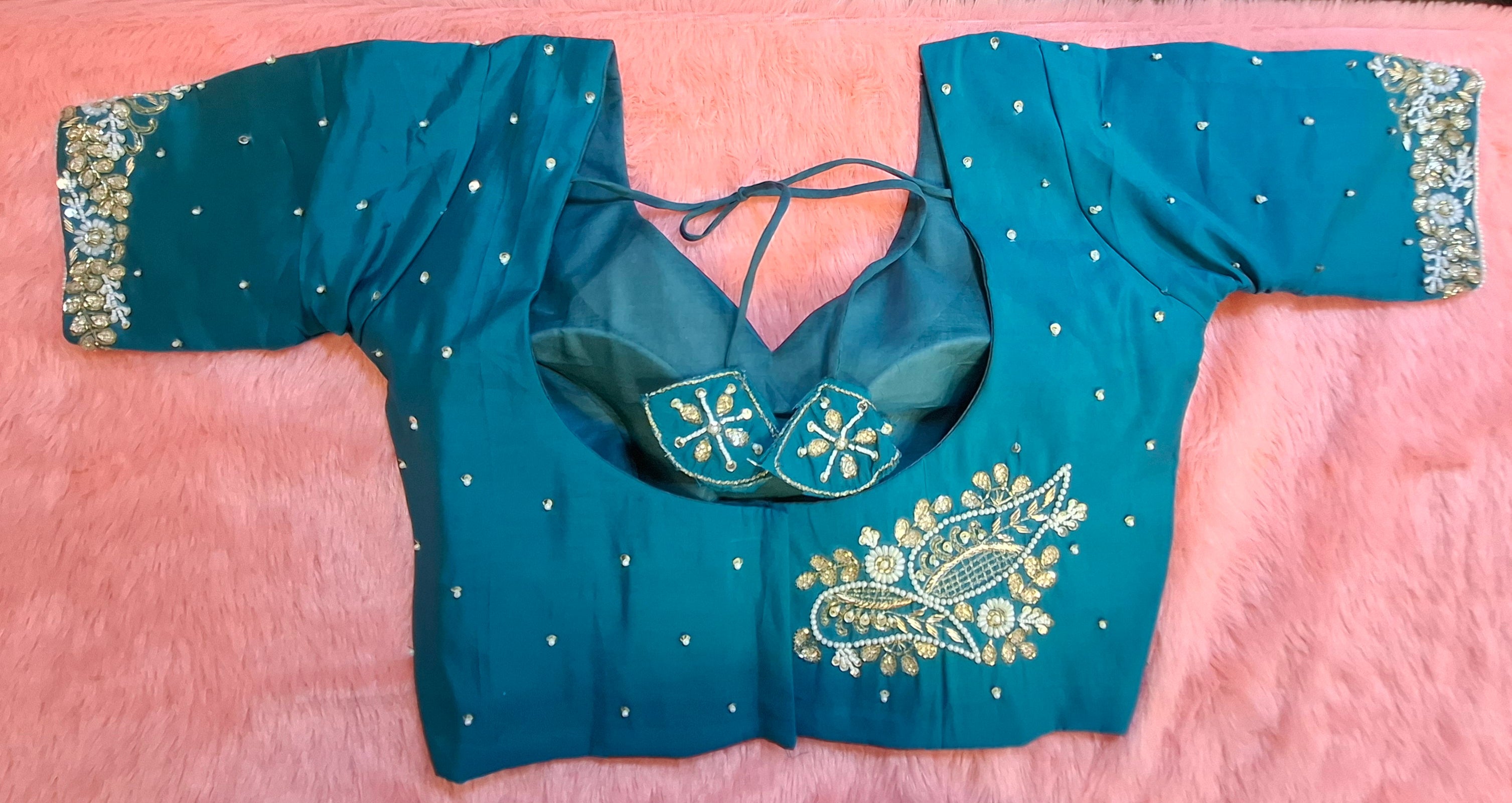 Kia Fashions Peacock Hand Embroidery Embroidered Readymade Blouse | Grocsy