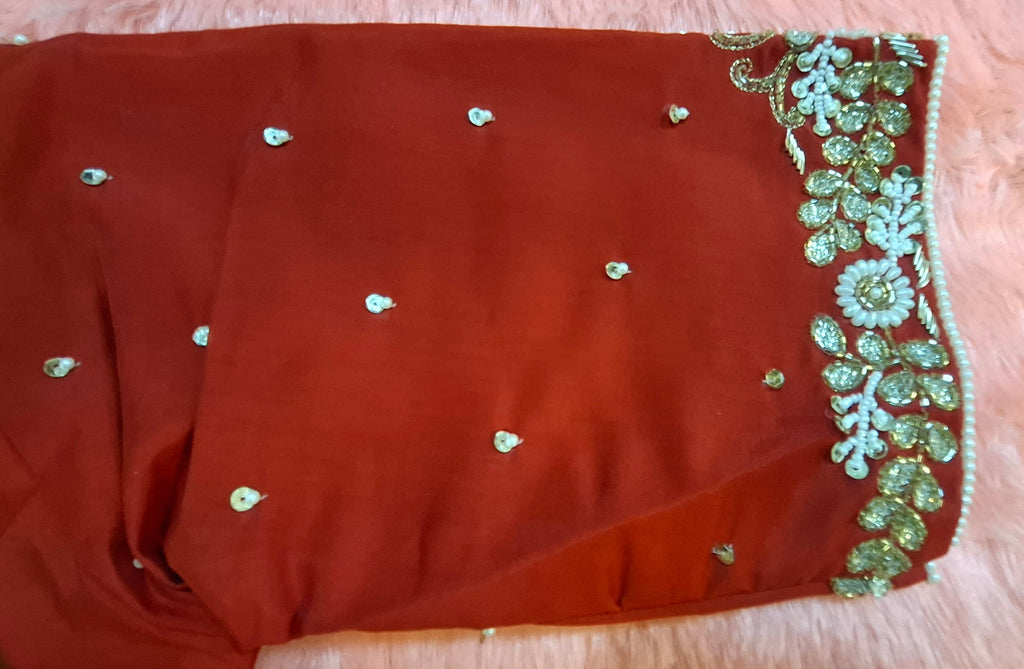 Kia Fashions Red Hand Embroidered Embroidered Readymade Blouse | Grocsy