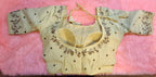 Kia Fashions Beige Cotton Silk Hand Embroidered Readymade Blouse | Grocsy