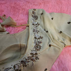 Kia Fashions Beige Cotton Silk Hand Embroidered Readymade Blouse | Grocsy