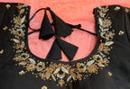 Kia Fashions Black Cotton Silk Hand Embroidered Readymade Blouse | Grocsy