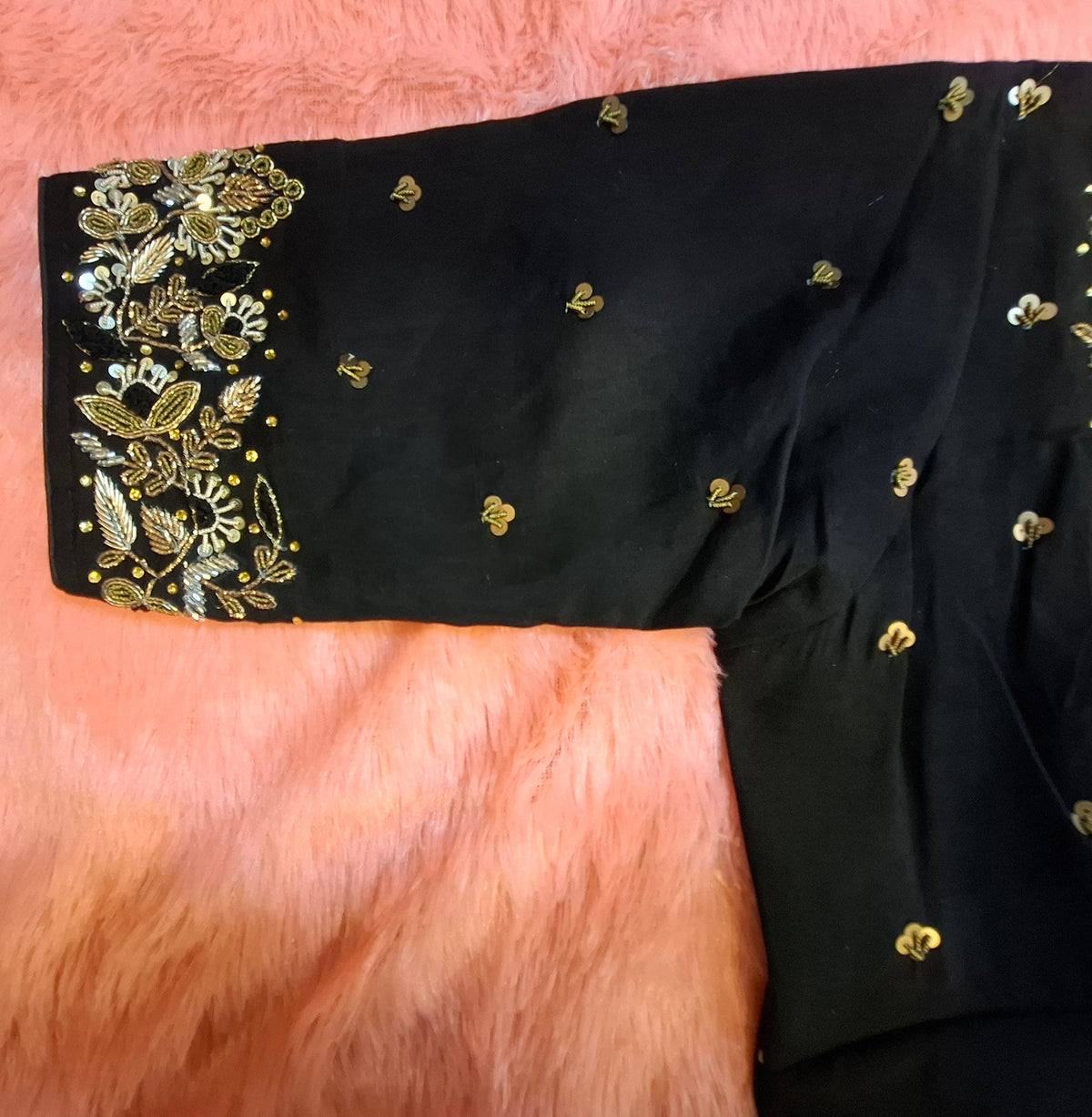 Kia Fashions Black Cotton Silk Hand Embroidered Readymade Blouse | Grocsy