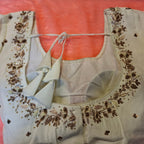 Kia Fashions Off-White Cotton Silk Hand Embroidered Readymade Blouse | Grocsy
