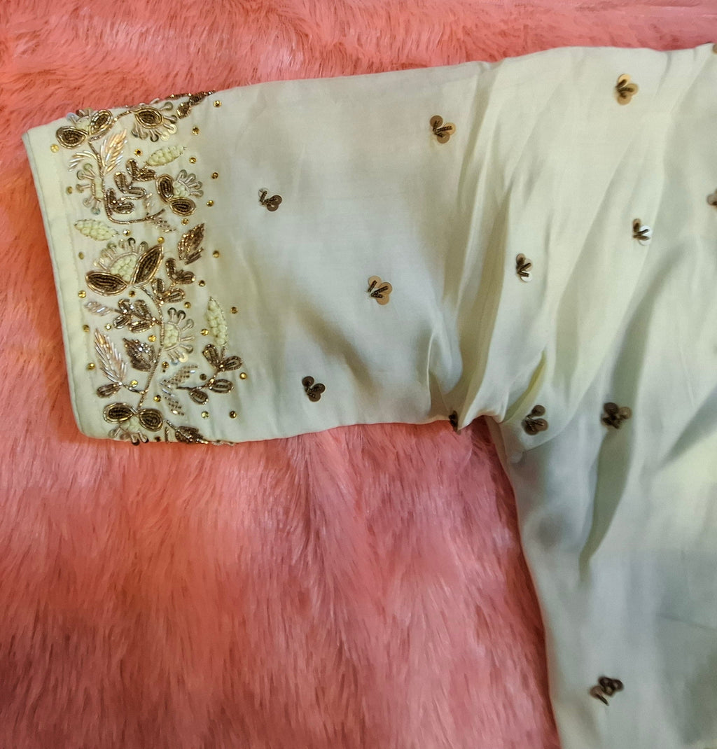 Kia Fashions Off-White Cotton Silk Hand Embroidered Readymade Blouse | Grocsy