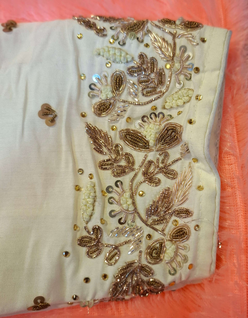 Kia Fashions Off-White Cotton Silk Hand Embroidered Readymade Blouse | Grocsy