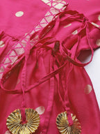 Ahalyaa Womens Pink Chanderi Printed Angrakha Style Tunic | Grocsy