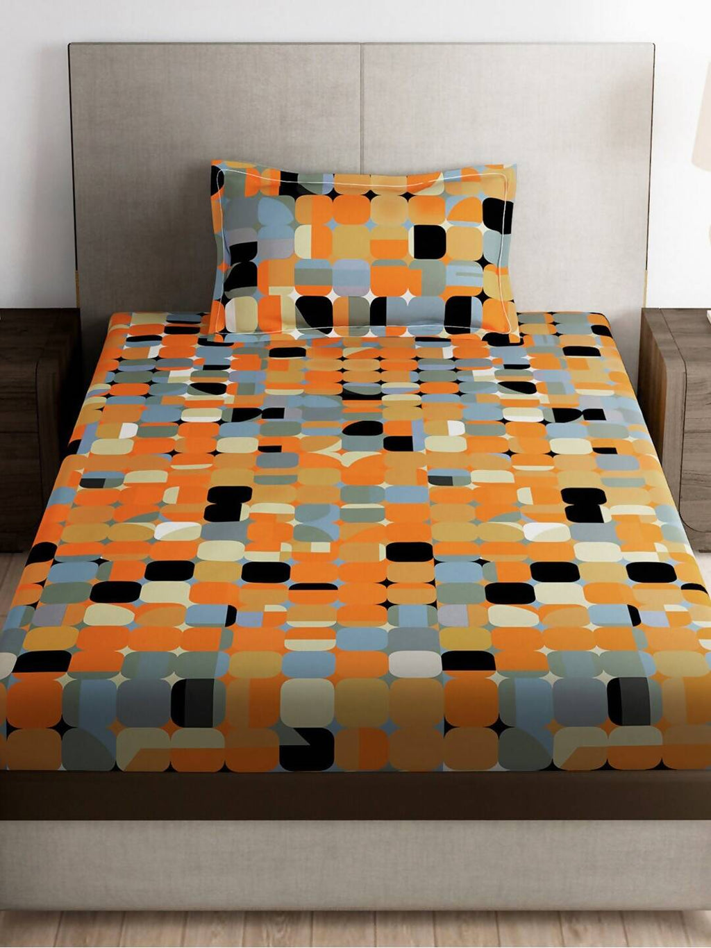 Story@home Arena Rust & Purple Printed 180 TC Bedsheet & Pillow Covers | Grocsy