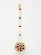 NVR Women's Gold-Polished CZ Stone-Studded Borla Maang Tikka | Grocsy