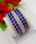 Gold-Polished Alloy Designer Blue Combo Of Ad Bangles - The Pari
