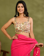 Amodin Designer Studio Multicolored Thread Pearl Work Padded Blouse | Grocsy