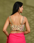 Amodin Designer Studio Multicolored Thread Pearl Work Padded Blouse | Grocsy