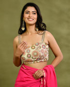 Amodin Designer Studio Multicolored Thread Pearl Work Padded Blouse | Grocsy