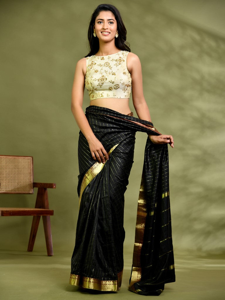 Amodin Designer Studio Golden Tissue Floral Cutdana Padded Blouse | Grocsy