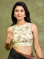 Amodin Designer Studio Golden Tissue Floral Cutdana Padded Blouse | Grocsy