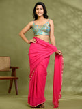 Amodini Designer Studio Kashi Banarsi Blue Sleeveless Padded Blouse | Grocsy