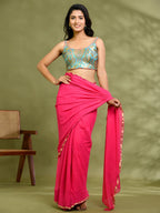 Amodini Designer Studio Kashi Banarsi Blue Sleeveless Padded Blouse | Grocsy