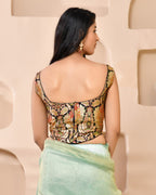Amodini Designer Studio Kashi Banarsi Corset Style Black Blouse | Grocsy