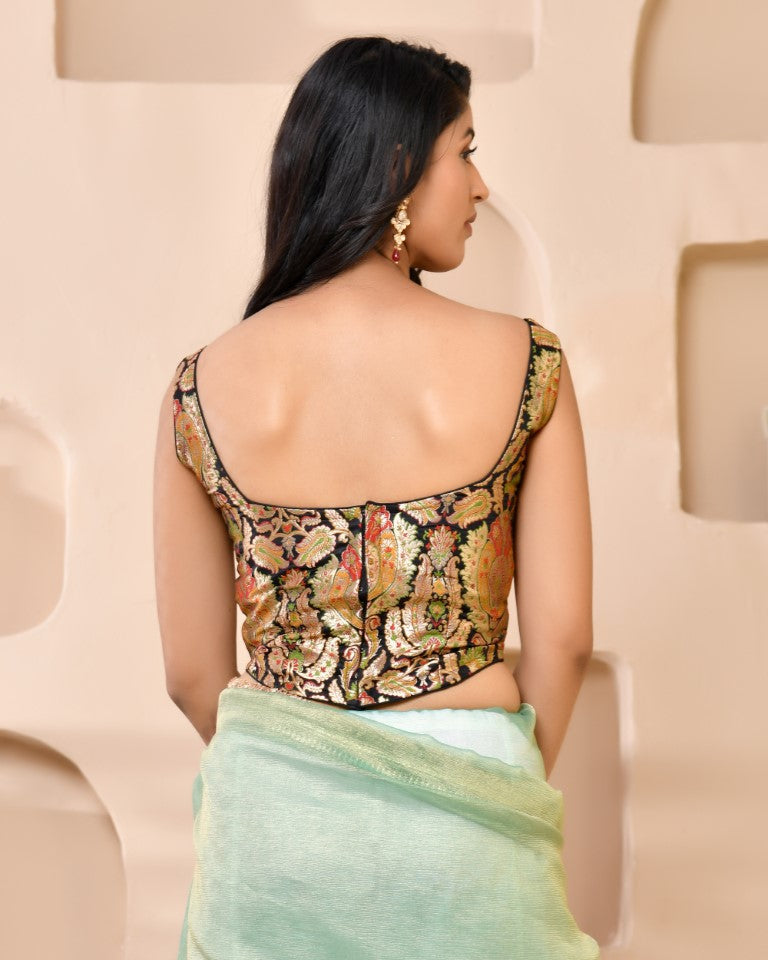 Amodini Designer Studio Kashi Banarsi Corset Style Black Blouse | Grocsy